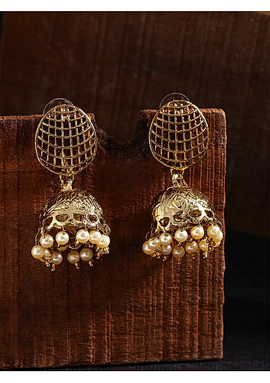 Pearls Gold Plated Jhumka Earring