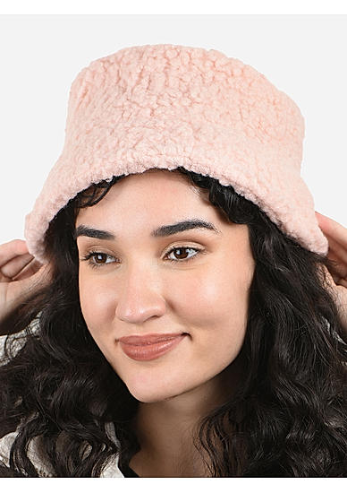 Toniq Lavish Pink  Special Winter  Seasonal Wear Fur Bucket Cap For Women 