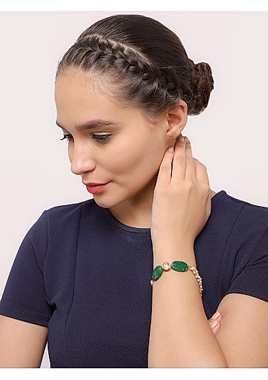 Women Green Metal Link Bracelet