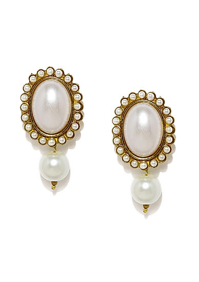 Gold-Toned White Drop Earrings