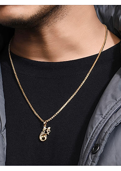 The Bro Code Gold Plated OM Ganesh Pendant Necklace for Men