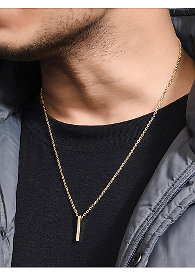 The Bro Code Gold Plated Bar Pendant Necklace for Men