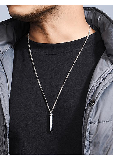 The Bro Code Engraved Silver Plated Bullet Pendant Necklace for Men