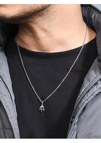 The Bro Code Silver Plated Thrishul Pendant Necklace for Men