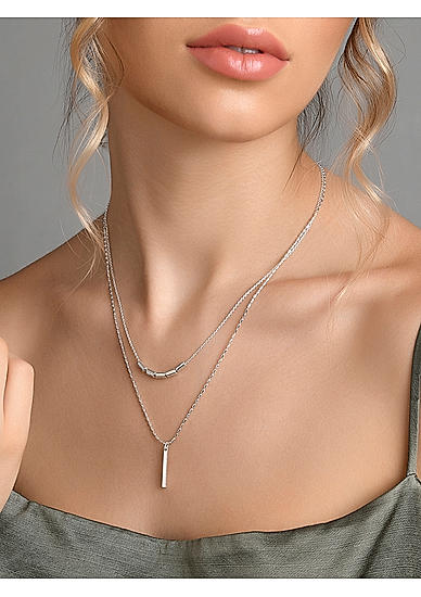 Toniq Silver Stylish Charm Chain Necklace 