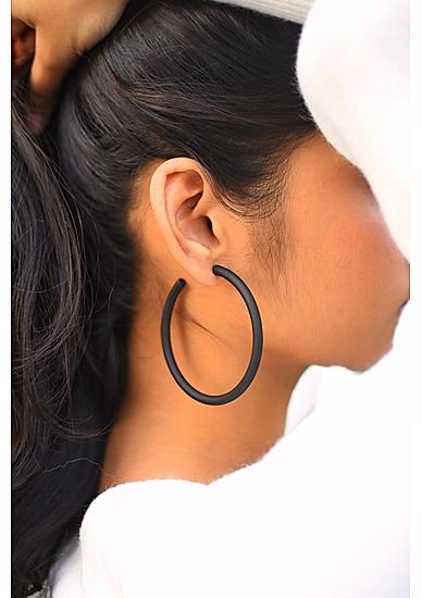 Black Circular Hoop Earrings