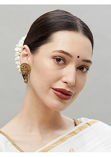 Gold Plated Lakshmi Temple Drop Earring