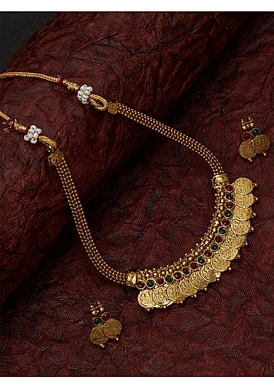 Ruby Emrald Gold Plated Coin Jewellery Set 