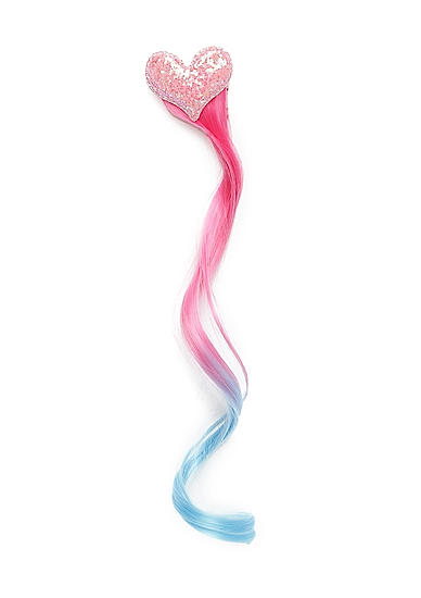 Pink & Blue Glittery Kids Hair Clip with Hair Extension
