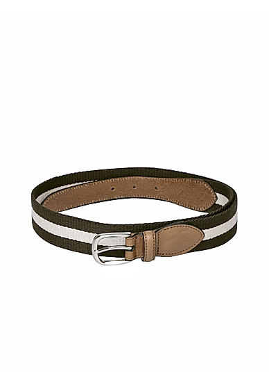 Brown and Cream Stripped Belt For Men