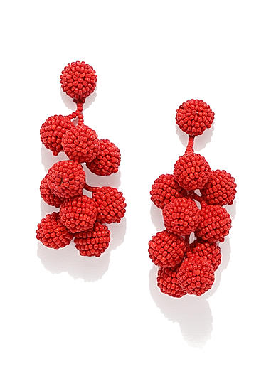 Red Beaded Contemporary Drop Earring For Women