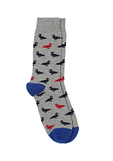 Men Grey And Navy Blue Patterned Above Ankle Length Socks