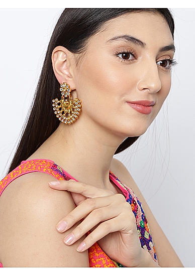 Kundan Gold Plated Floral Chandbali Earring