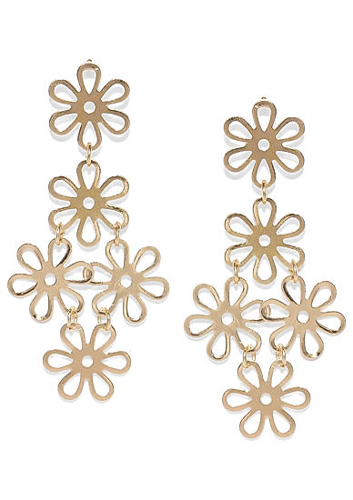 Gold-Toned Floral Drop Earrings
