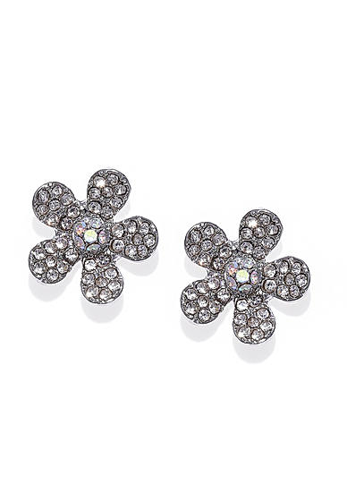 Stones Silver Plated Floral Stud Earring