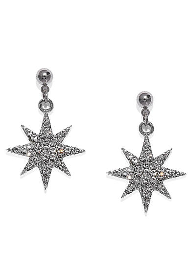 Silver-Toned Star Shaped Drop Earrings