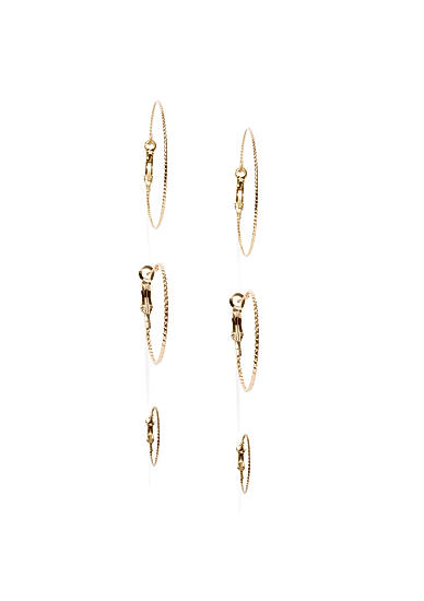 Set Of 3 Gold-Toned Circular Hoop Earrings