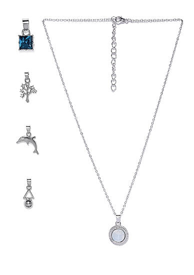 Pack Of 5 Pendants With Silver-Toned Chain
