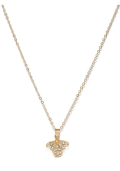 Gold-Toned Butterfly-Shaped Pendant With Chain