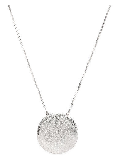 Silver-Toned Circular-Shaped Pendant With Chain