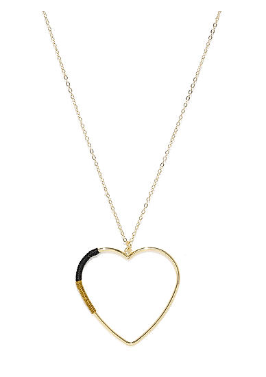 Gold-Toned Heart-Shaped Pendant With Chain