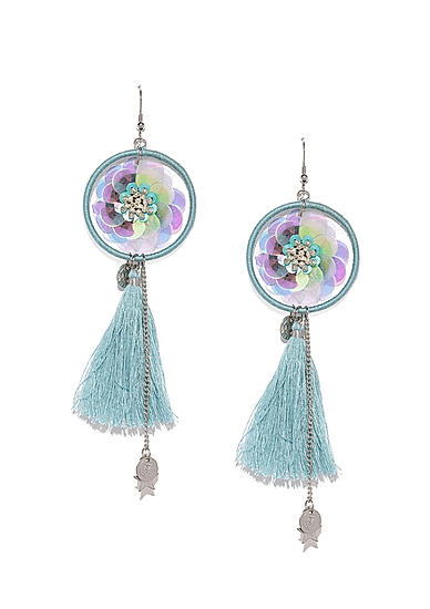 Multicolor Sequin Tassel Drop Earrings