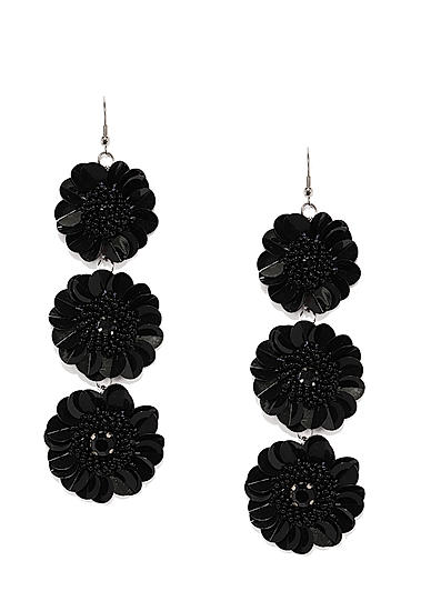 Black Floral Drop Earring For Women