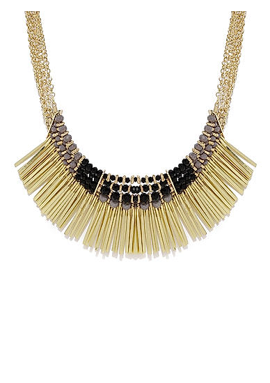 Gold Tone and Black Spike Boho Necklace For Women