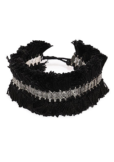 Black Thread Tassel Choker Necklace For Women