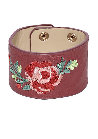Maroon Embroidered Wraparound Bracelet