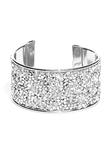 Silver-Toned Stone-Studded Cuff Bracelet