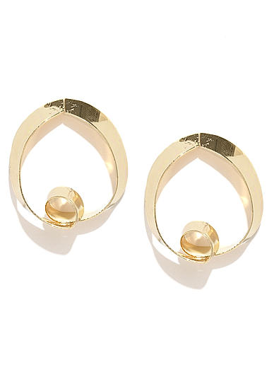 Gold-Toned Contemporary Oversized Studs