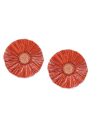 Orange Circular Drop Earring For Women