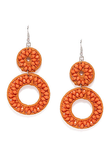 Orange Beaded Circular Drop Earring For Women