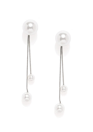 Silver Tone Pearl Drop Earring For Women