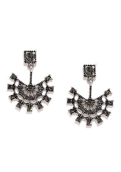 Silver Tone Contemporary Oxidised Drop Earring For Women