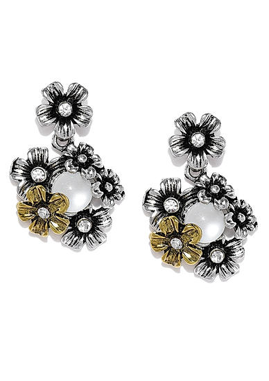 Gold and Silver Floral Drop Earring For Women