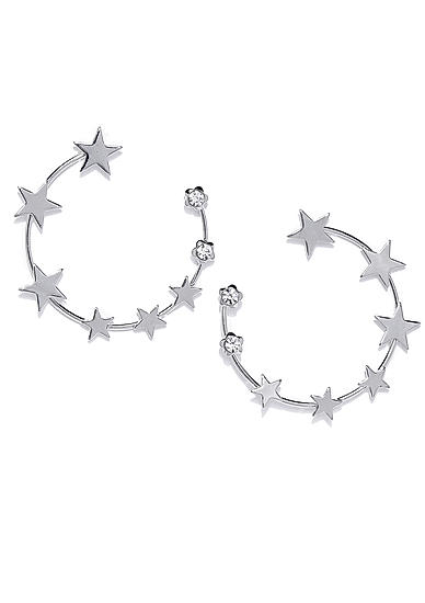 Silver Starry Night Geometric Half Hoop Earring For Women