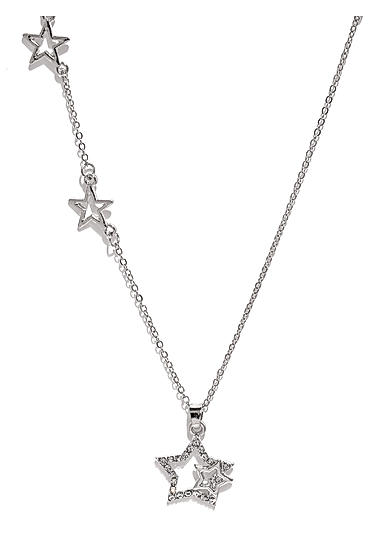 Silver Tone Star Chain Necklace For Women