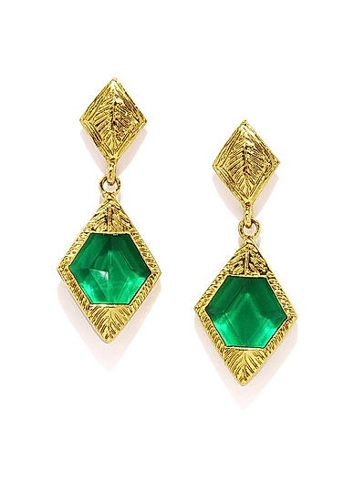 Emerald Gold Plated Geometric Drop Earring