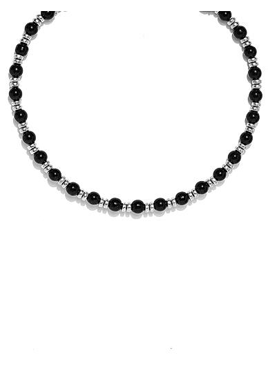 Men Black and Silver-Toned Beaded Necklace