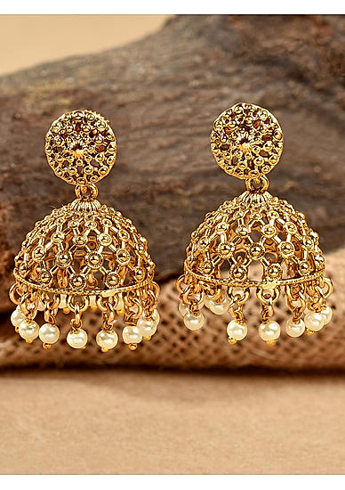 Antique Gold Plated Jhumka Earring 