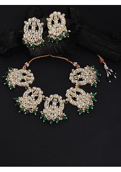 Fida Ethnic Traditional Wedding Gold Kundan Jewellery Set For Women