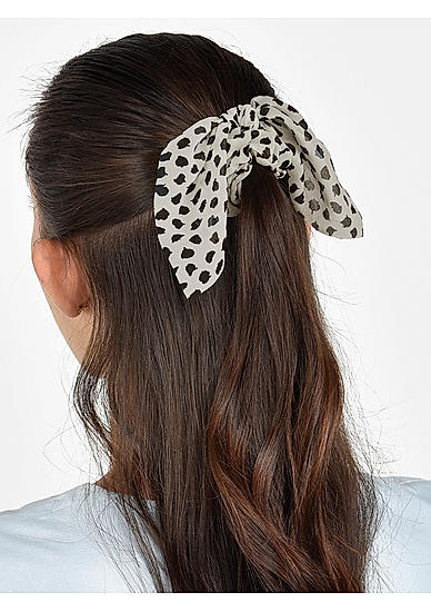Toniq Set Of 2 Dalmatian Black and White Hair Scrunchie Rubberband For Women