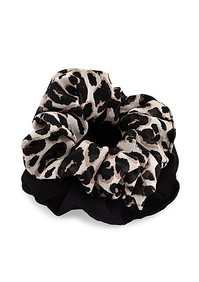 Toniq Set of 2 Black Solid and Printed Hair Scrunchie For Women