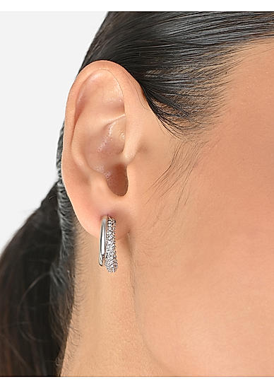 Toniq Silver Plated Cz stone studded Hoop Earring for Women