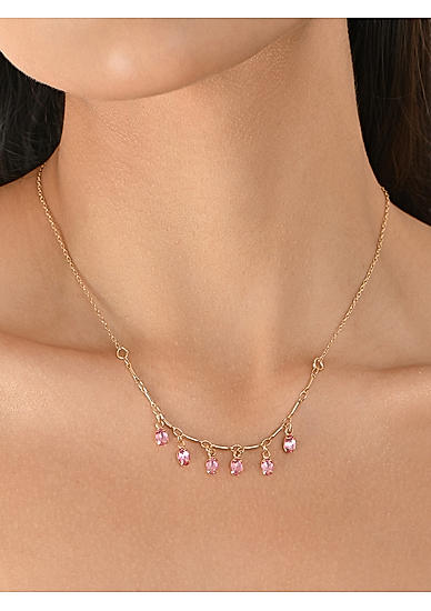 Toniq Gold Pink Multi Charm Crystal Choker Necklace 