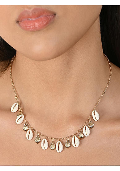 Toniq Gold Plated  White Shell Choker Necklace for Women