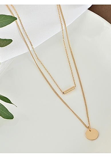 Toniq Gold Plated Geometric Layered Necklace for Women