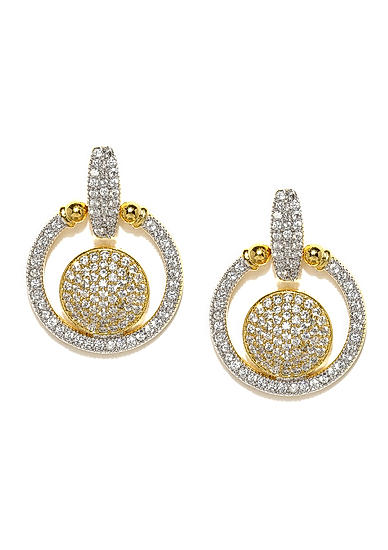 Destination Wedding Gold-Toned Cz Stone-Embellished Drop Earrings